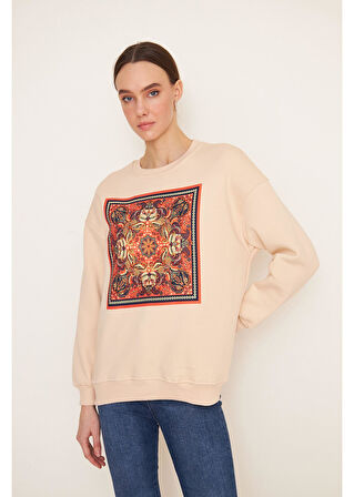 Baskılı Pullu Sweatshirt