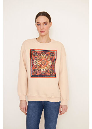 Baskılı Pullu Sweatshirt