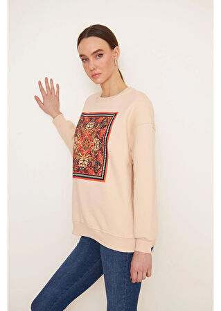 Baskılı Pullu Sweatshirt