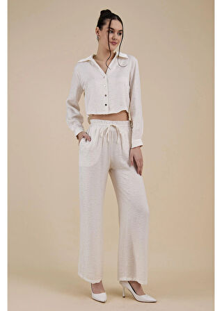 Taş Detaylı Kısa Saten Gömlek 