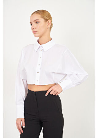 Yarasa Kol Kısa Poplin Gömlek 