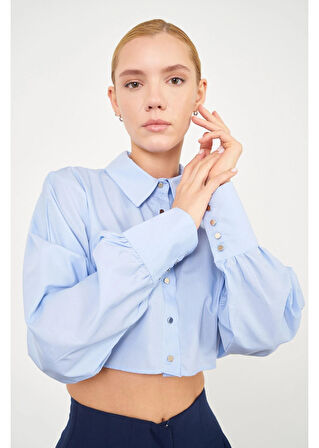 Yarasa Kol Kısa Poplin Gömlek 