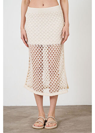 Yarım Astarlı Ajurlu Etek