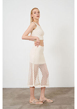 Yarım Astarlı Ajurlu Etek