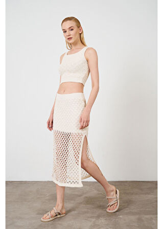 Yarım Astarlı Ajurlu Etek