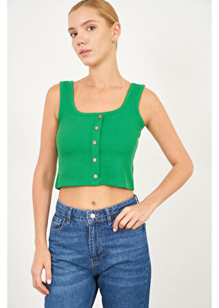 Çizgi Detaylı Askılı Kaşkorse Crop