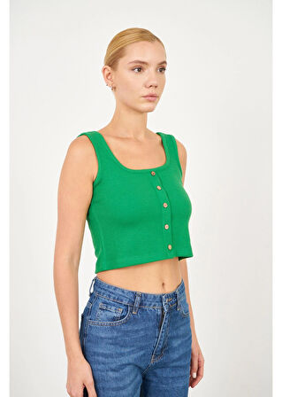 Çizgi Detaylı Askılı Kaşkorse Crop