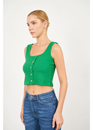 Çizgi Detaylı Askılı Kaşkorse Crop