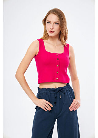 Çizgi Detaylı Askılı Kaşkorse Crop