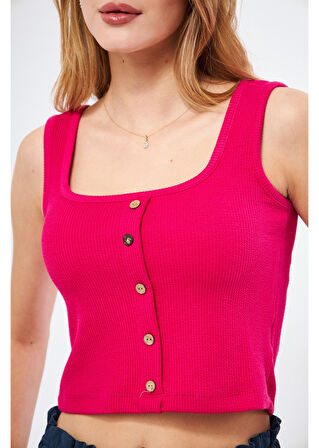 Çizgi Detaylı Askılı Kaşkorse Crop