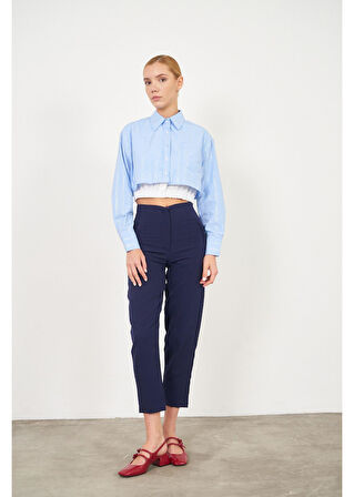 Etek Ucu Lastikli Kısa Poplin Gömlek 