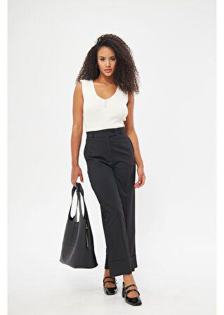 Geniş Duble Paça Poliviskon Pantolon 