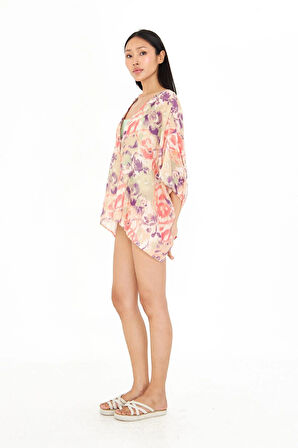 V Yaka Düğmeli Empirme Kimono