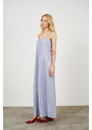 Ayarlanabilir Askılı Plise Elbise