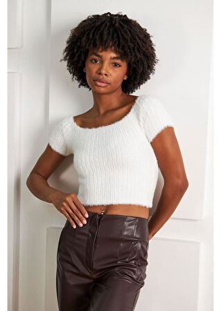 Fitilli Kısa Kol Tüylü Kazak