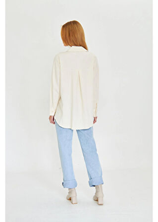 Cep Detaylı Dantelli Gabardin Gömlek 