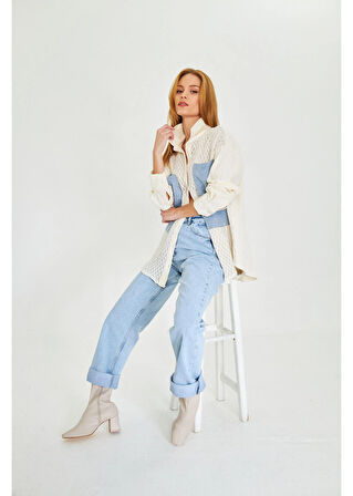 Cep Detaylı Dantelli Gabardin Gömlek 