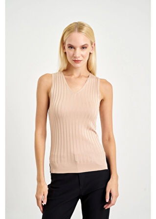 Sıfır Kol Çizgili Bluz