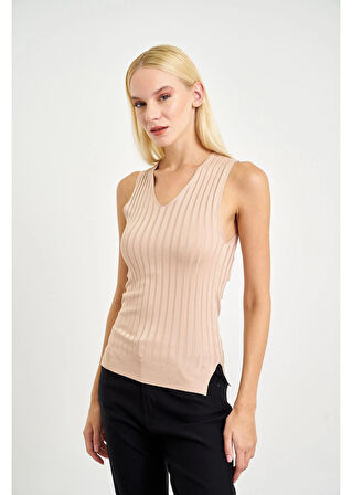 Sıfır Kol Çizgili Bluz