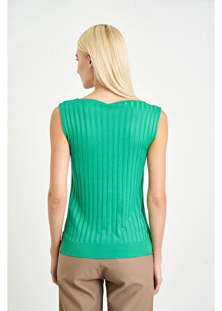 Sıfır Kol Çizgili Bluz