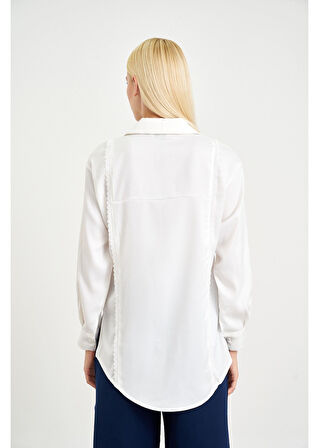 Dantel Detaylı Saten Gömlek 