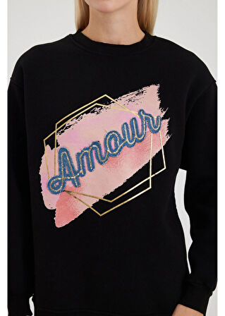 Amour Jean Detaylı Sweatshirt
