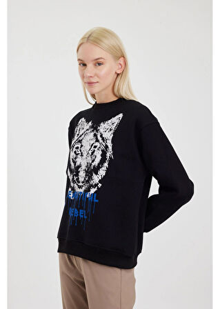 Kurt Baskılı Sweatshirt