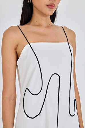 İp Askılı Yırtmaçlı Midi Boy Elbise