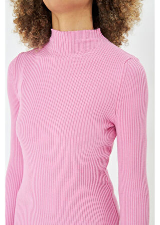 Yarım Balıkçı Uzun Triko Bodycon Elbise 