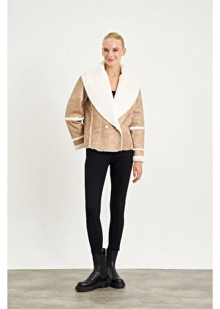 Peluşlu Kısa Deri Mont