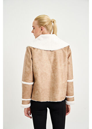 Peluşlu Kısa Deri Mont