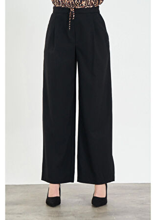 Saten Leopar Garnili Poliviskon Pantolon