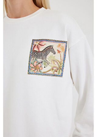 Zebra Baskılı Sweatshirt