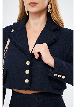 Püskül Detaylı Kısa Ceket 