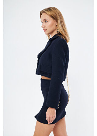 Püskül Detaylı Kısa Ceket 