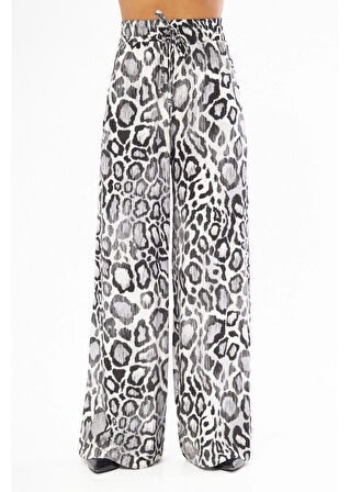 Önü Çimalı Desenli Viskon Pantolon 