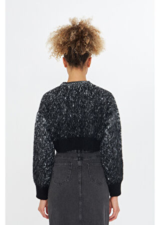 Peluş Dokulu Crop Kazak 