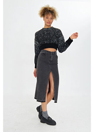Peluş Dokulu Crop Kazak 