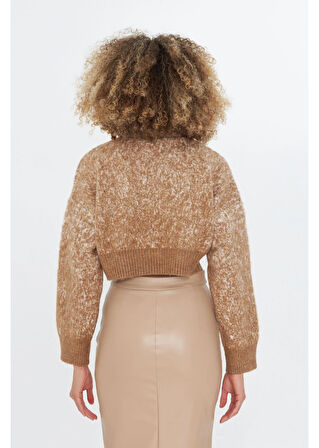 Peluş Dokulu Crop Kazak 