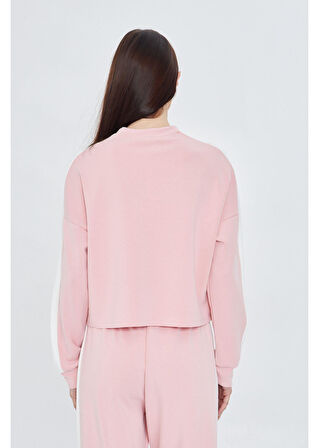 Şeritli Scuba Modal Crop Sweatshirt 