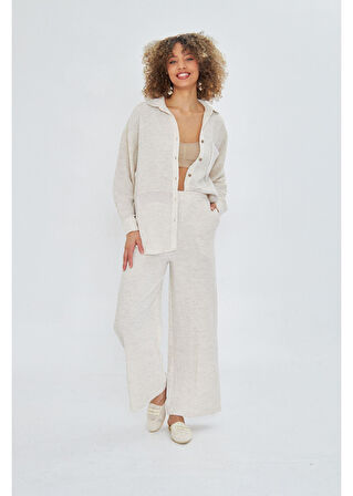 Beli Lastikli Yandan Cepli Müslin Keten Görünümlü Pantolon 