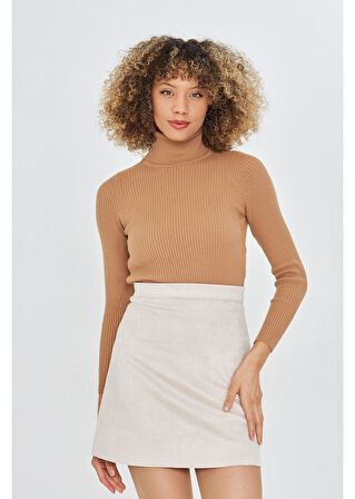 Fitilli Boğazlı Triko Kazak 