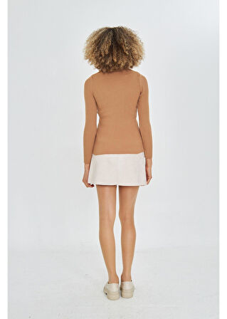 Fitilli Boğazlı Triko Kazak 