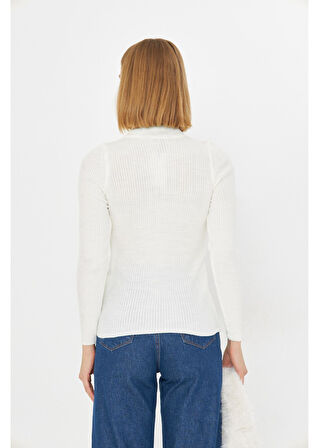 Fitilli Boğazlı Triko Kazak 