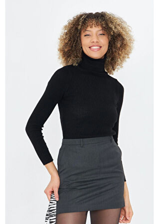 Fitilli Boğazlı Triko Kazak 