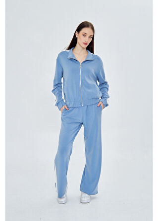 Şeritli Fermuarlı Scuba Modal Sweatshirt 