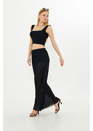 Taş İşlemeli Örme Pantolon 