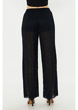 Taş İşlemeli Örme Pantolon 