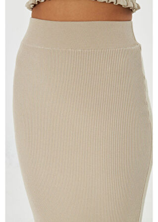 Yırtmaçlı Uzun Örgü Etek 