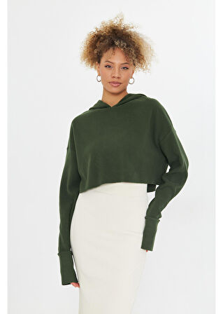 Uzun Kollu Kapüşonlu Sweatshirt 